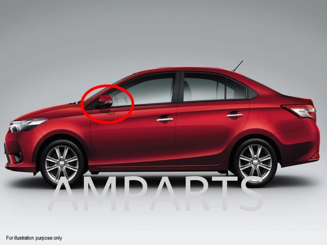 Toyota Vios 2014 Door Mirror With Lamp (Auto Foldable) 7 Pin